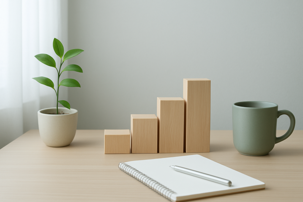 26歳の平均年収を落ち着いて整理する抽象的なデスクイメージ