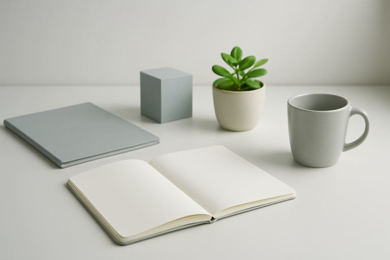 年収600万円の生活レベルを落ち着いて整理する無地ノートのイメージ