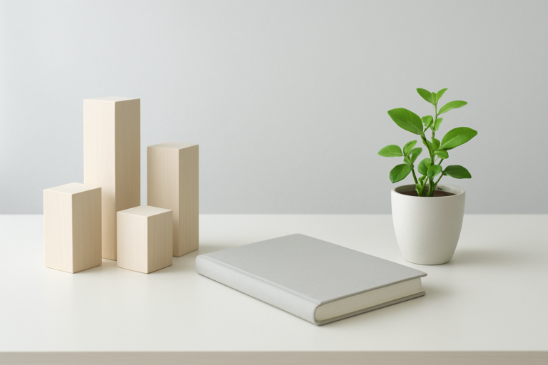 20代の平均年収を落ち着いて比較する抽象的なデスクイメージ