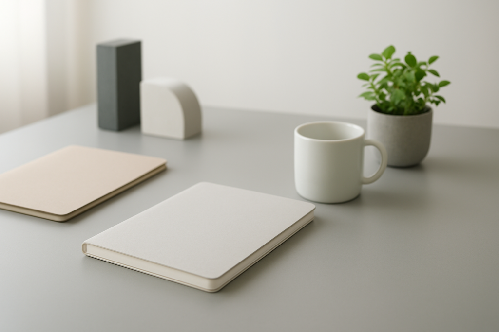 キヤノンマーケティングジャパンの年収と転職条件を整理する無地ノートのイメージ