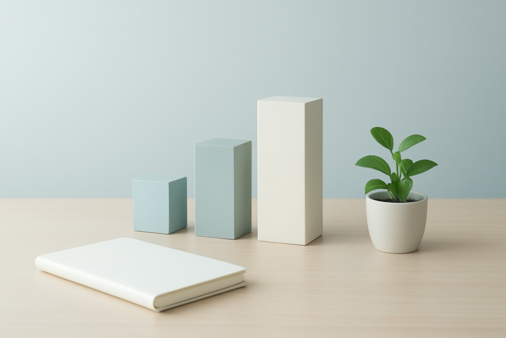 手取り25万円の年収目安を落ち着いて比較する抽象的なデスクイメージ