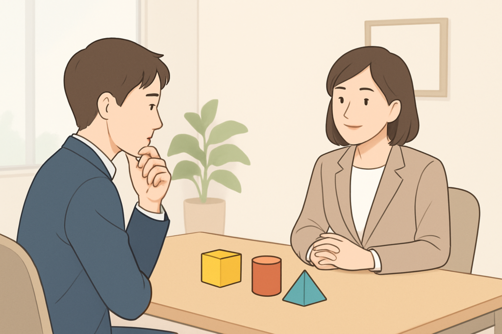 フェルミ推定の選考対策を相談しながら整理する転職希望者のイメージ