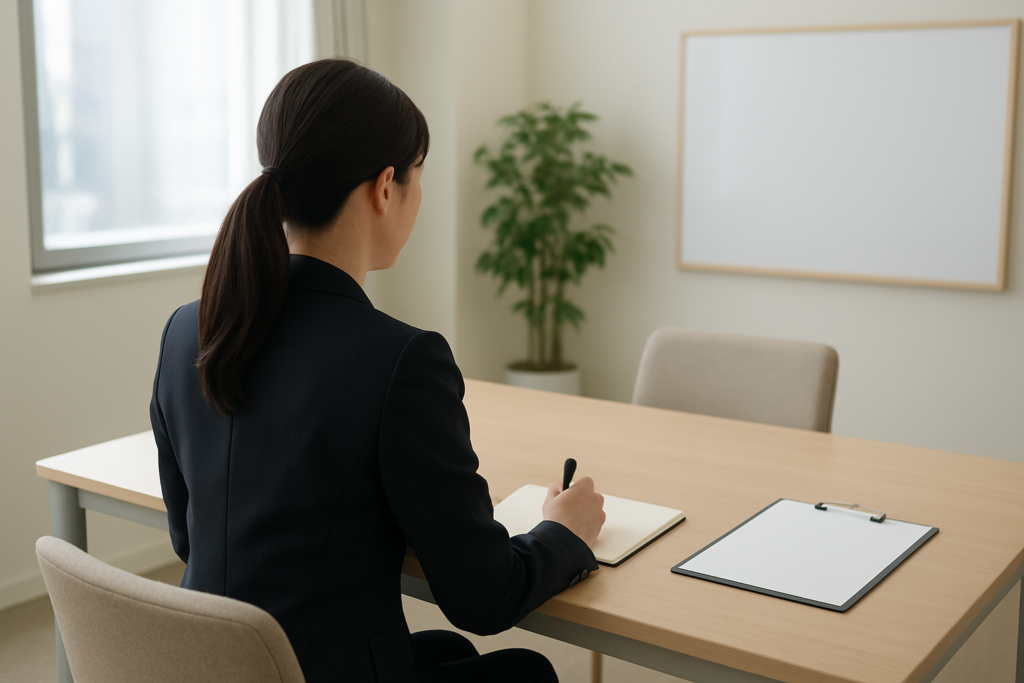 職業相談の前に希望条件を整理する求職者のイメージ