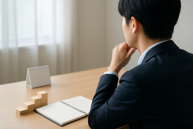 仕事をサボる習慣と今後のキャリアを見直す会社員のイメージ