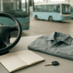 バス運転手に向いてないと感じたときに無地のノートで適性と職場条件を整理するイメージ