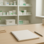 調剤薬局事務に向いてないと感じたときに適性と職場条件を無地のノートで整理するイメージ