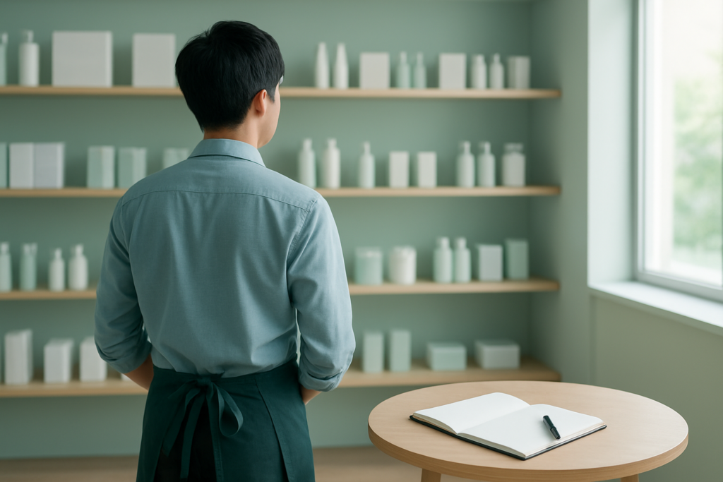 販売員を辞めたいと感じたときに仕事の条件を整理する静かな店舗のイメージ