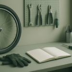 自転車整備士を辞めたいと感じたときに工具と無地のノートで働き方を整理するイメージ