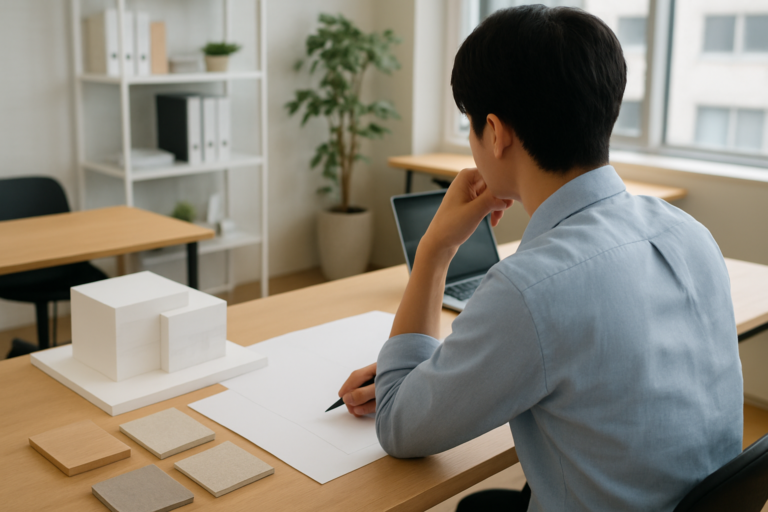 建築設計の適性と職場条件を落ち着いて整理するイメージ