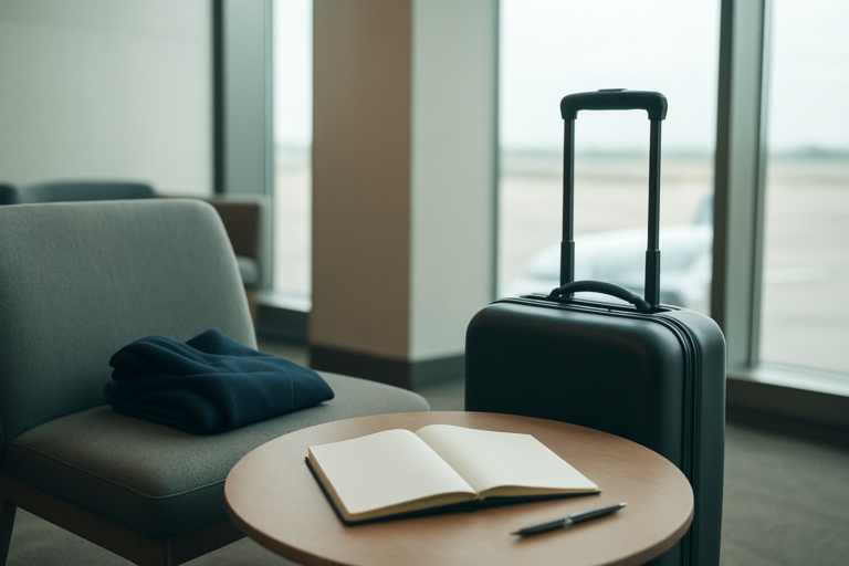 客室乗務員のきつさと働き方を無地のノートで整理するイメージ