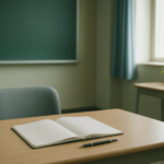 日本語教師を辞めたいときに無地のノートで経験と条件を整理するイメージ