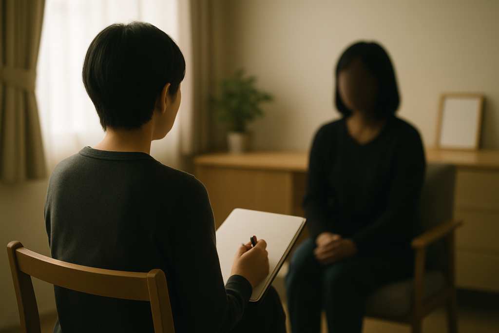 精神保健福祉士が退職前に働き方を相談しているイメージ