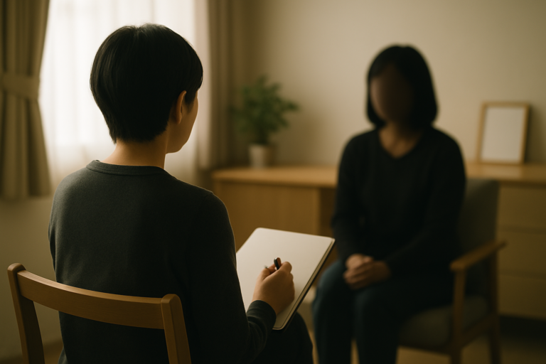 精神保健福祉士が退職前に働き方を相談しているイメージ