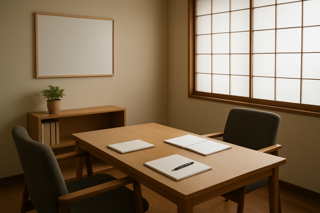 専門学校教員が退職前にキャリア相談をしているイメージ