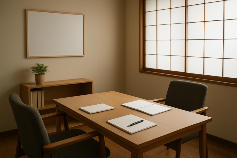 専門学校教員が退職前にキャリア相談をしているイメージ