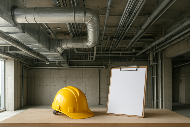 設備施工管理の仕事内容を確認する建設設備現場のイメージ
