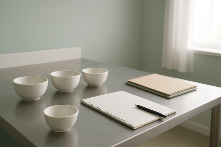 食品開発を辞めたいと感じたときに試作や働き方を整理するイメージ