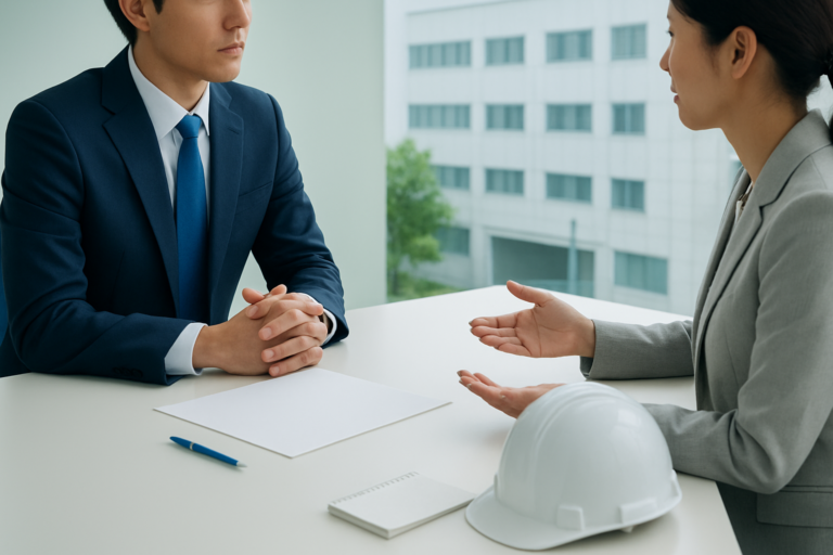 テスコ株式会社への転職を検討し、設備管理や求人条件を確認するイメージ