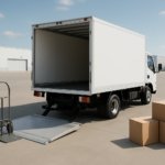 パワーゲート付きトラックの仕組みと安全な荷役を確認するイメージ