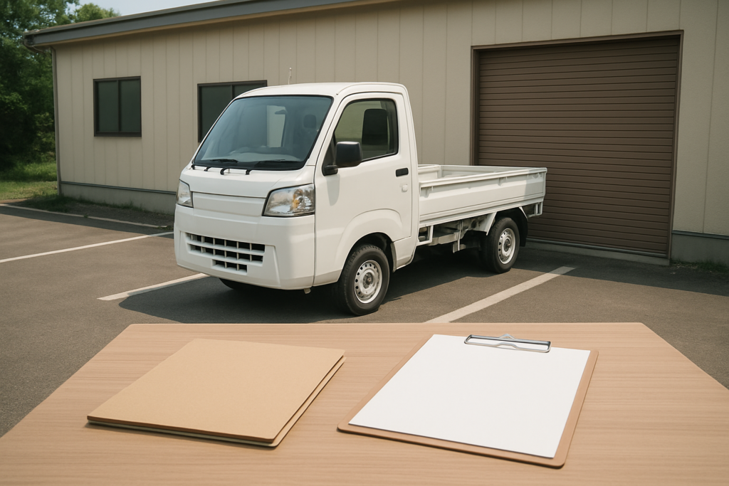 トラック購入前に車庫証明の保管場所を確認するイメージ