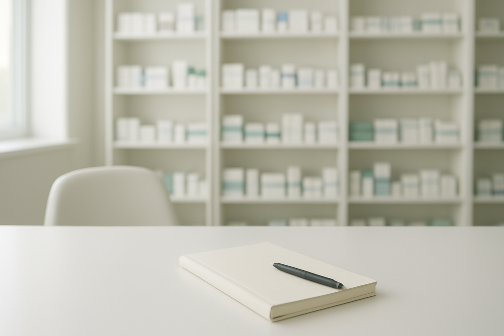 薬剤師を辞めたいときに無地のノートで働き方を整理するイメージ