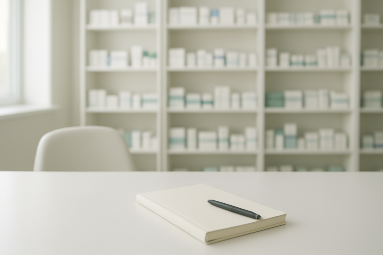 薬剤師を辞めたいときに無地のノートで働き方を整理するイメージ