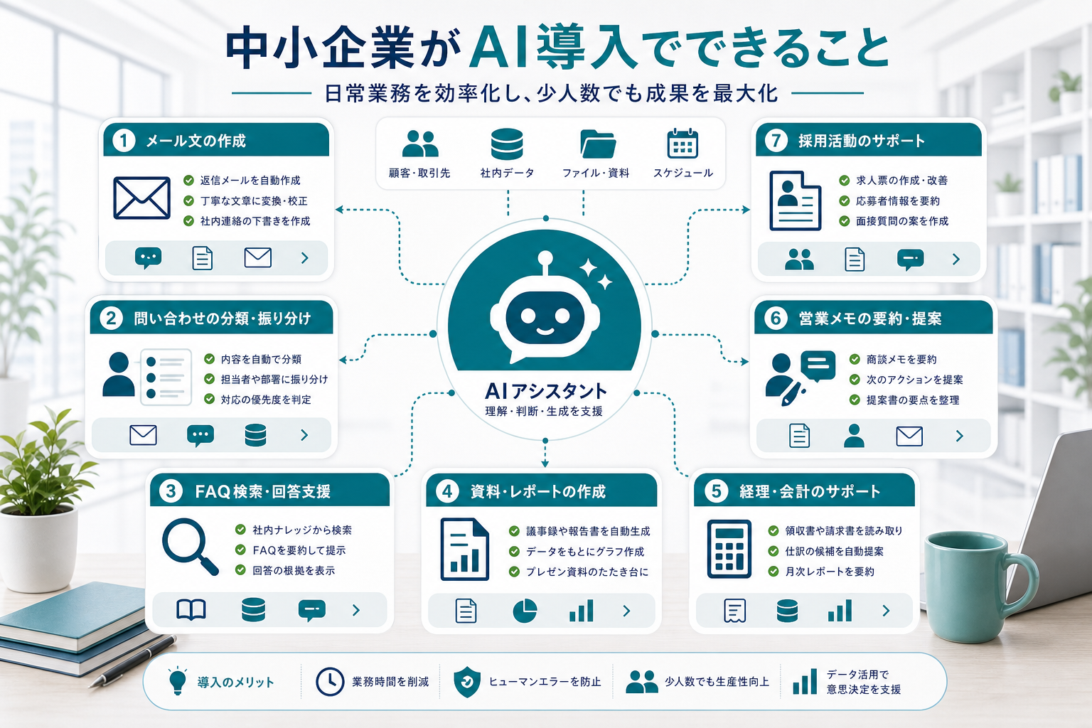 中小企業がAIでメール作成や問い合わせ対応や社内検索を効率化する流れ