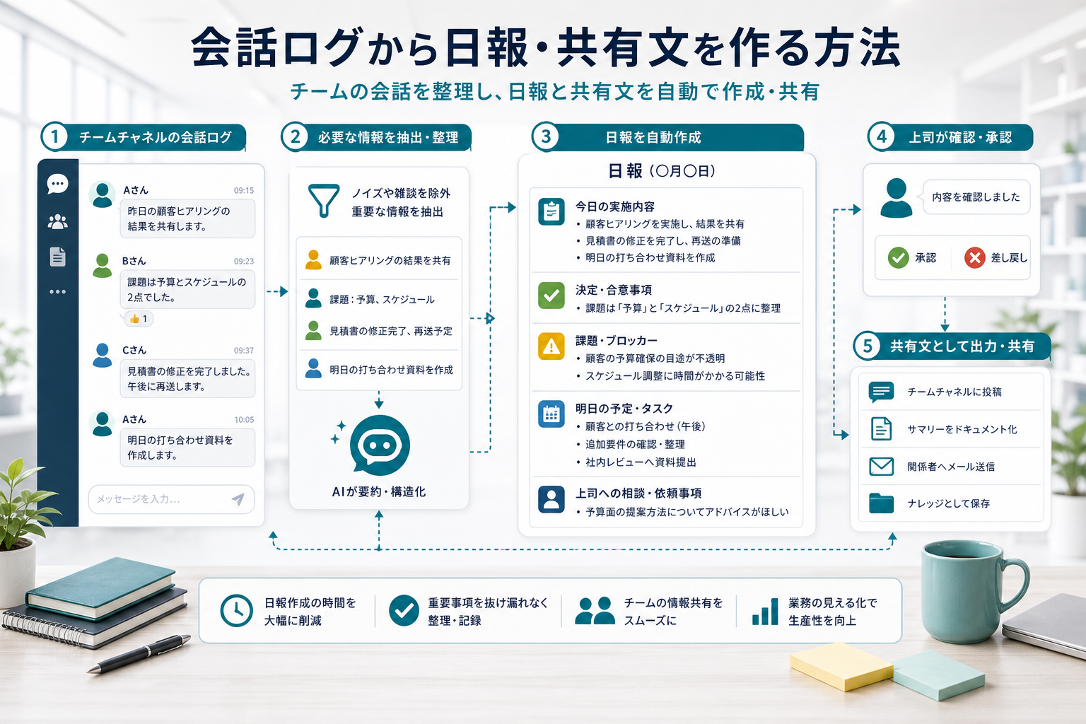 Slackの会話ログから日報や共有文を作るテンプレート化の流れ
