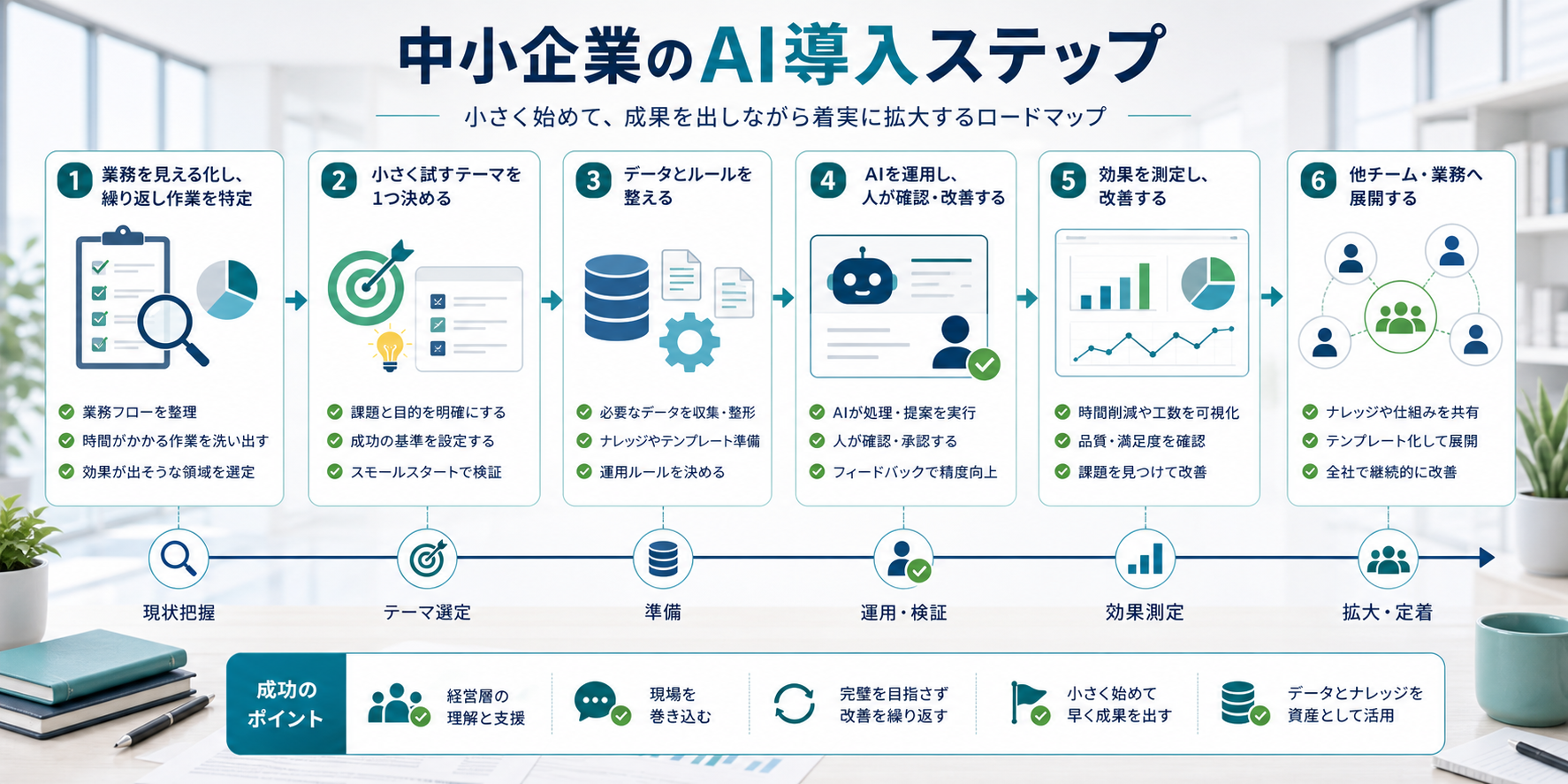 中小企業が小さくAI導入を始めて効果測定しながら広げる手順