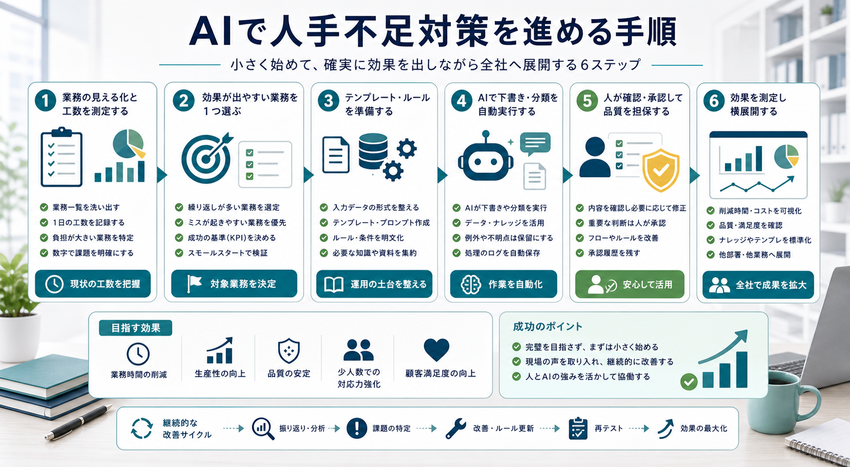 AIで人手不足対策を小さく始め効果測定しながら広げる手順