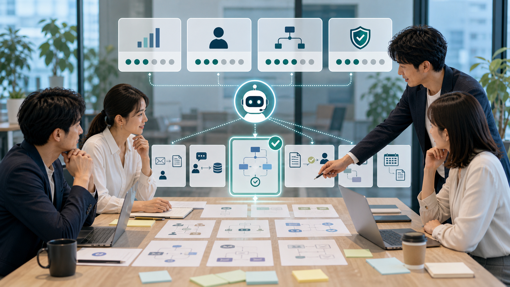 中小企業がAIで最初に自動化すべき業務を選ぶ様子