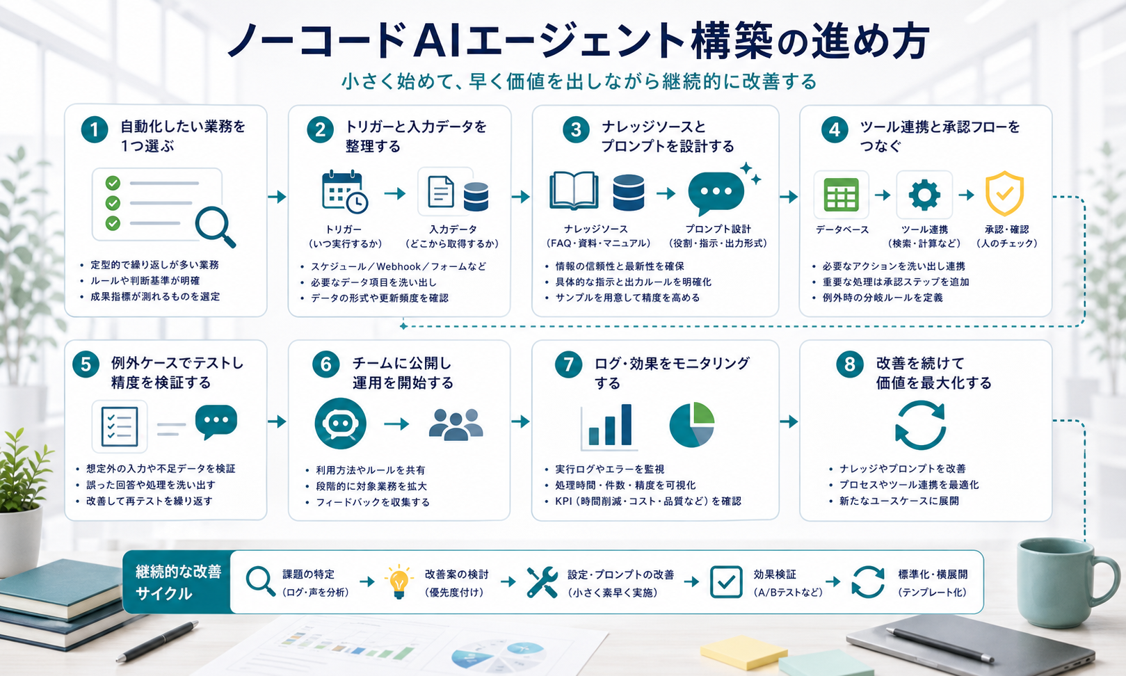 小さな業務からノーコードAIエージェントを設計して改善する手順