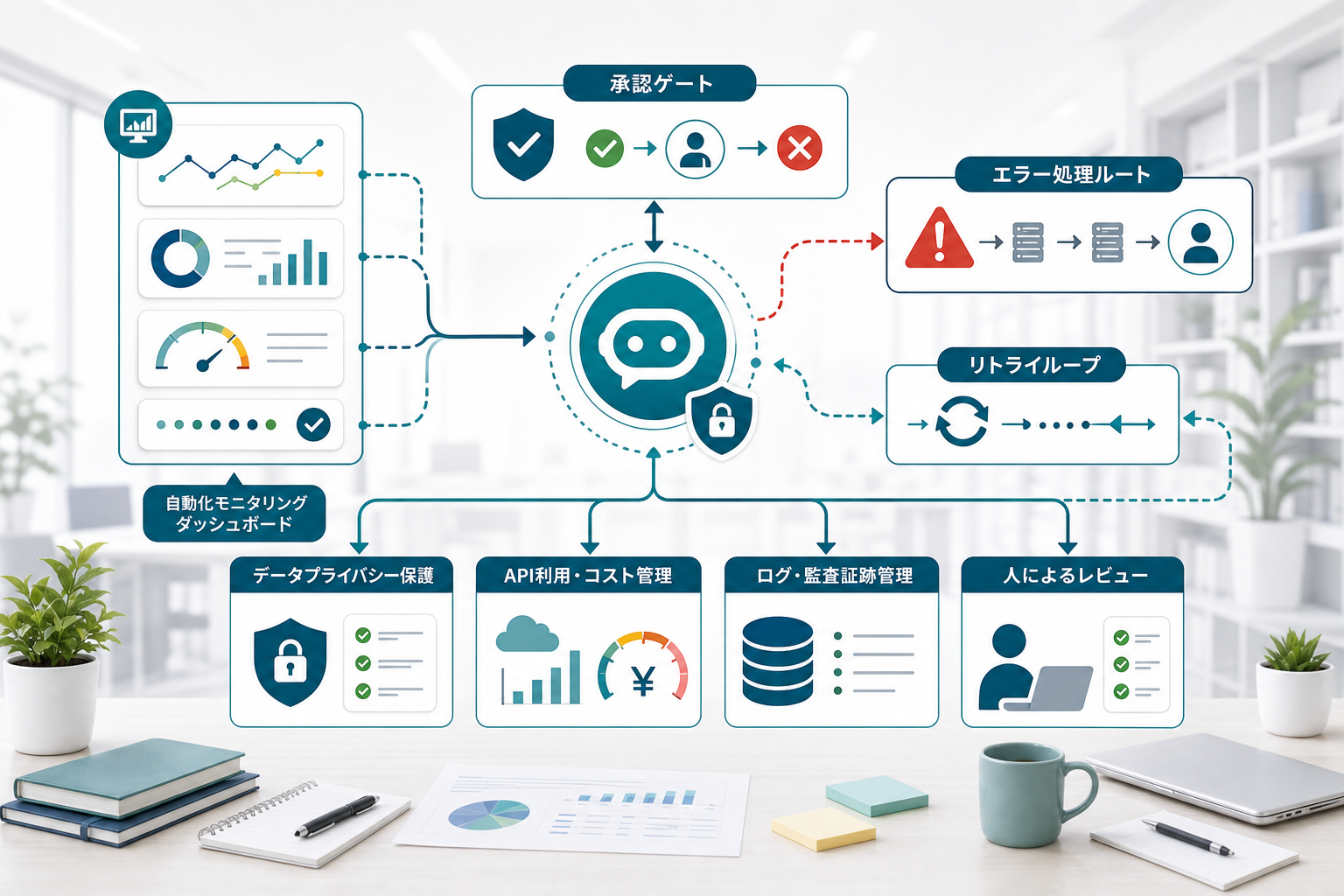 AI自動化のエラー処理や承認や個人情報管理を確認する運用画面