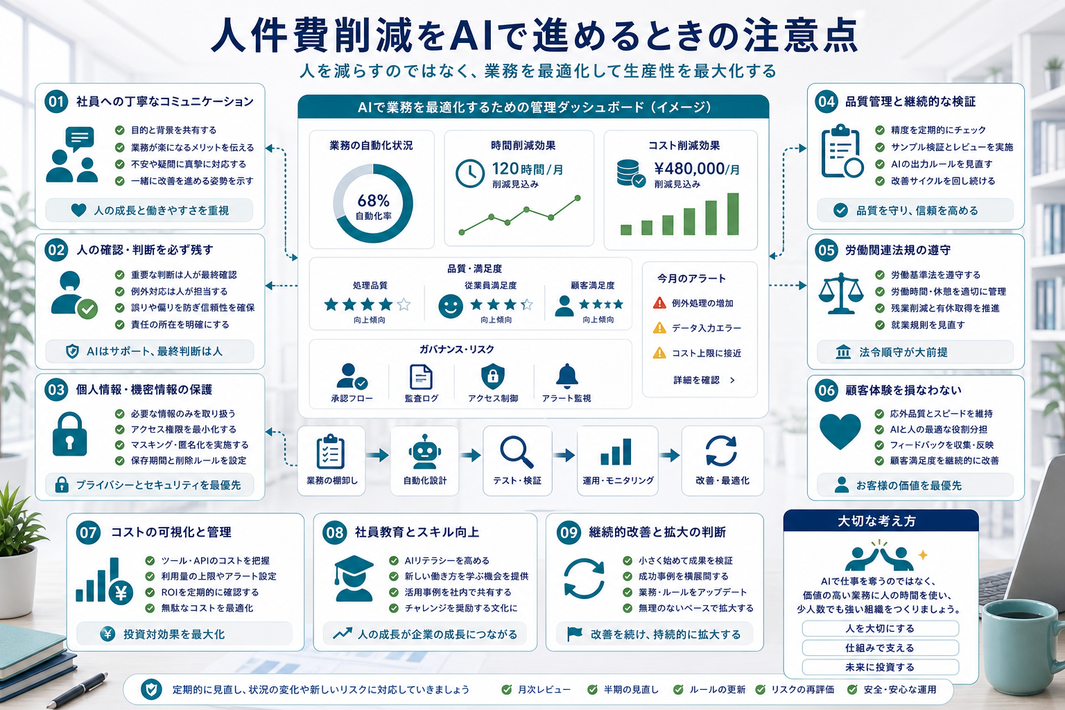 AIによる業務効率化で品質や個人情報や従業員説明を確認するチェック項目