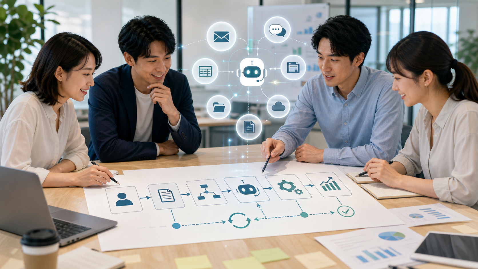 AIエージェント構築は業務設計から始めることを示す図